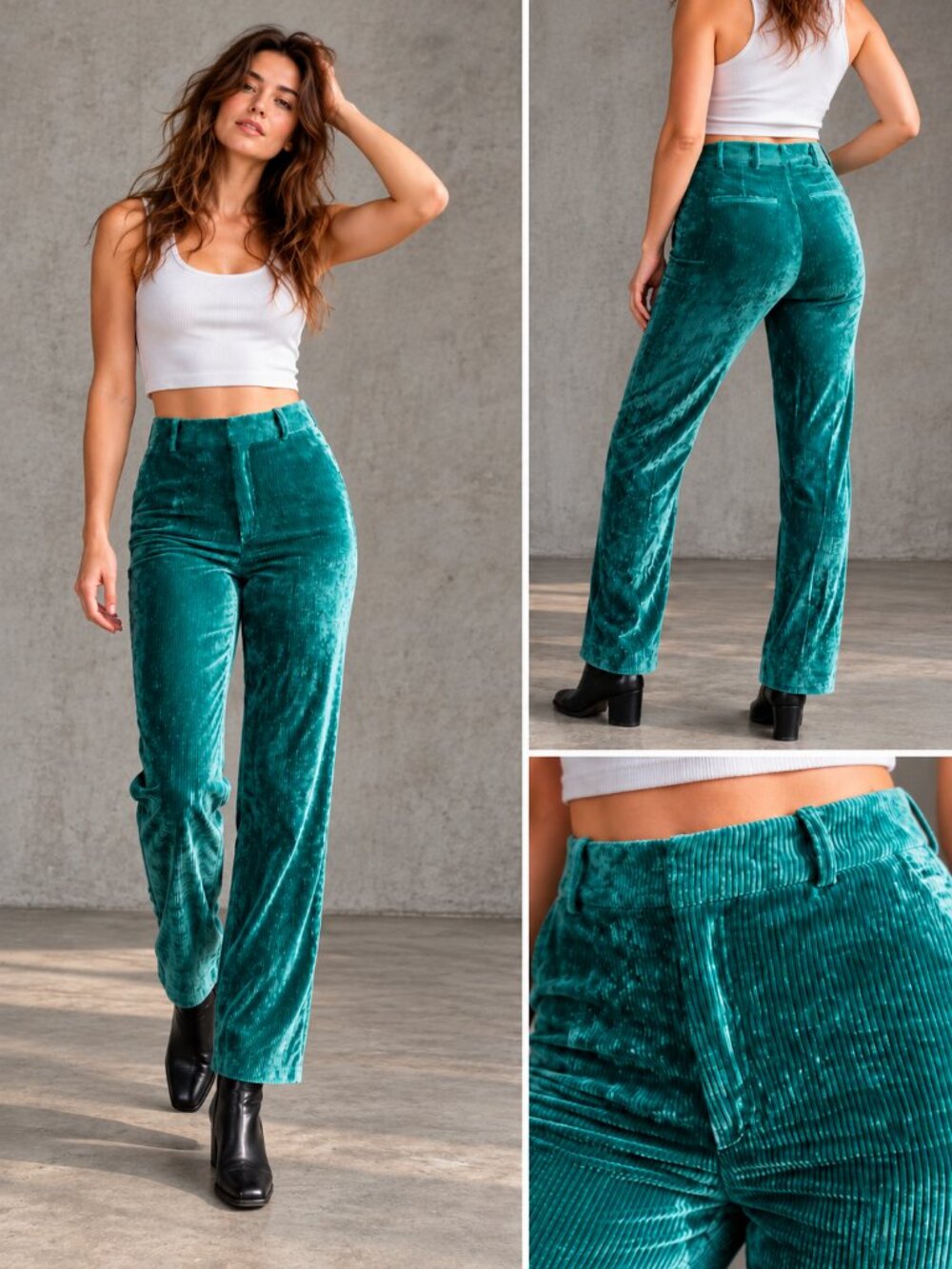 The Kooples Teal High Waisted Corduroy Wide Leg Pants US 4 NWT